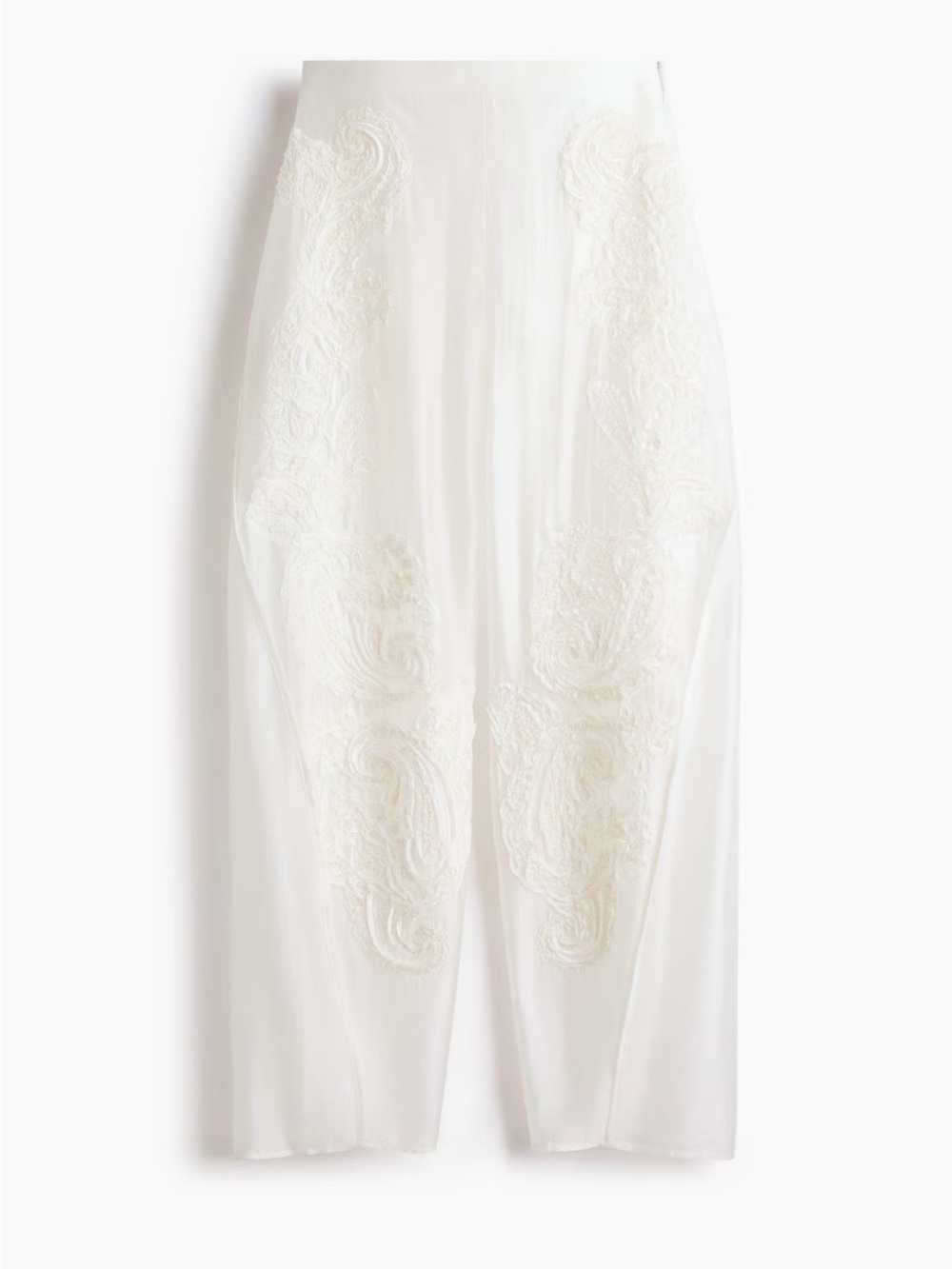 NWT. H&M Edition S/S 2026 Appliqued Barrel-Leg Pants (white) Sz 16 - Picture 6 of 9